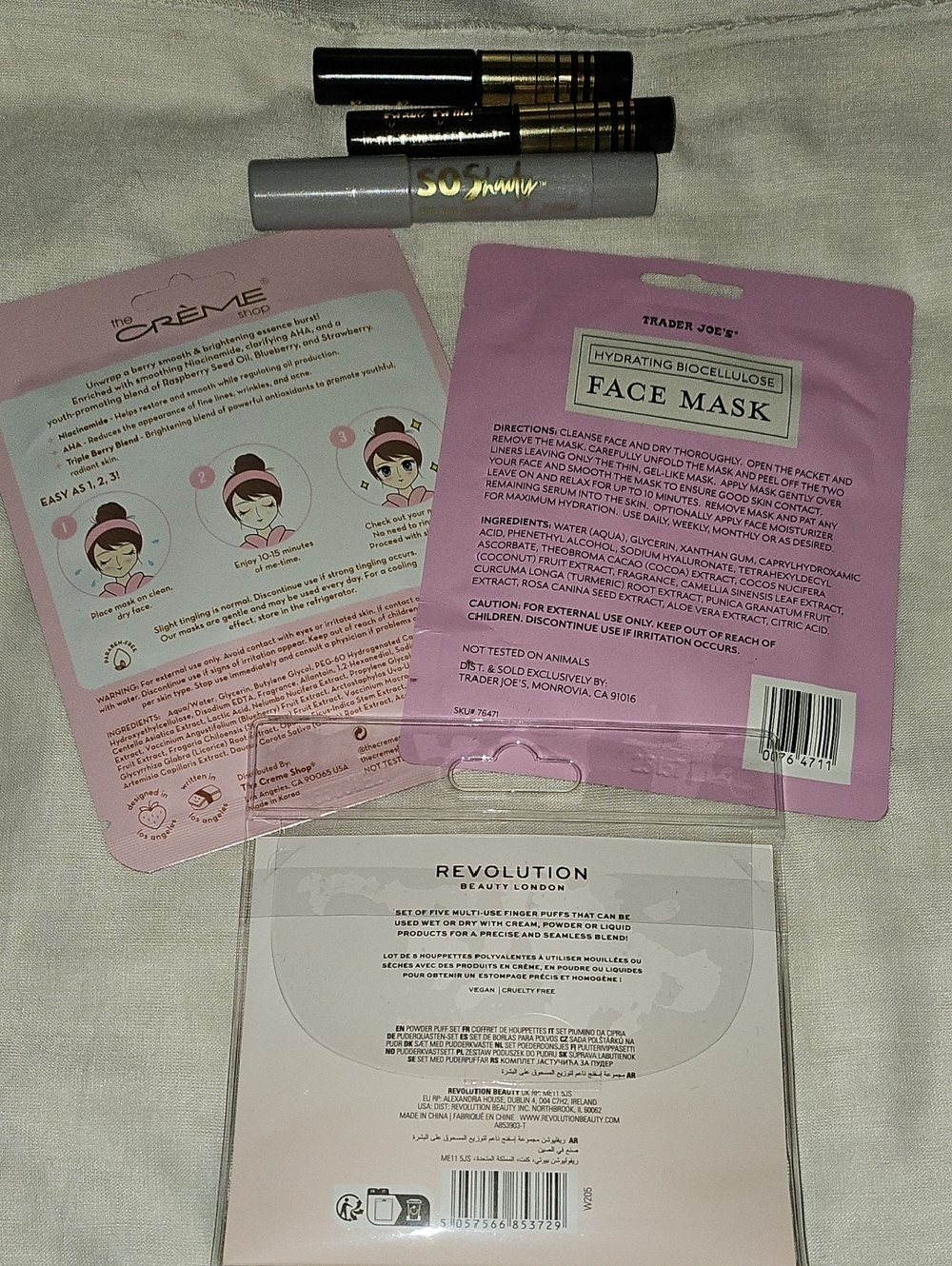 Beauty Bundle 6 Items Face Masks Makeup Sponge Set Eye Browl Gels Shadow Stick - Picture 9 of 9